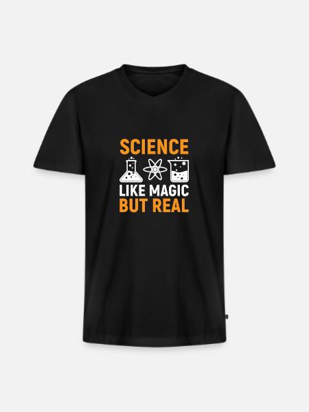 Science like magic but real - Men's Premium Organic T-shirt with V-neck - black