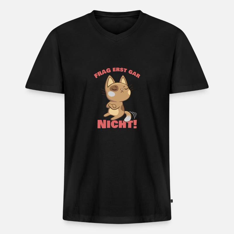 Süße Katze witziger Spruch Geschenk - Männer Premium Bio T-Shirt mit V-Ausschnitt - Schwarz