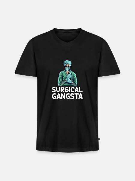 Technologue chirurgical Gangsta Tech Drôle - T-shirt encolure en V Premium bio Homme - noir