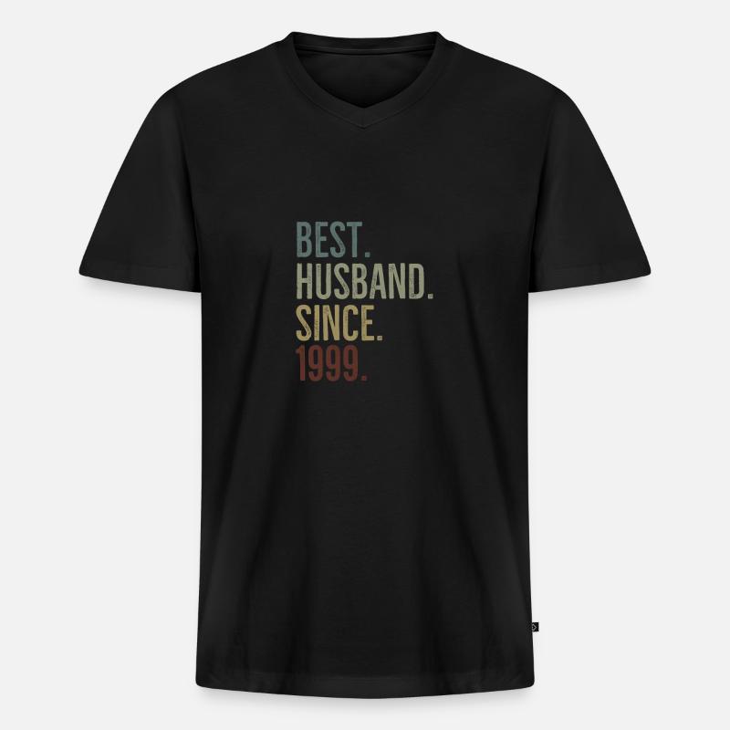 Bester Ehemann seit 1999 - Männer Premium Bio T-Shirt mit V-Ausschnitt - Schwarz