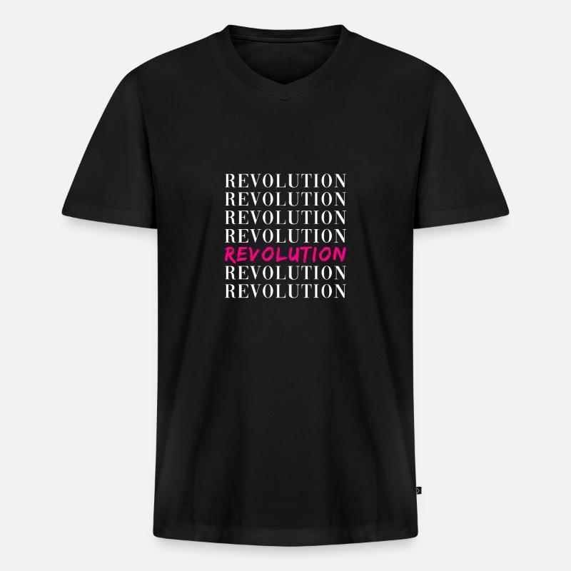 Revolution - Männer Premium Bio T-Shirt mit V-Ausschnitt - Schwarz