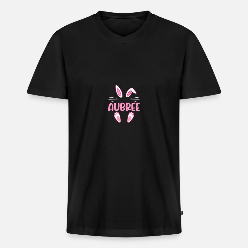 AUBREE Easter - Männer Premium Bio T-Shirt mit V-Ausschnitt - Schwarz