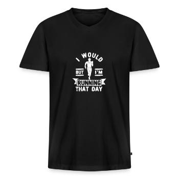 Lustiger Jogging-Liebhaber Läufer Ich würde ja - Männer Premium Bio T-Shirt mit V-Ausschnitt - Schwarz - Vorne - Nico (187cm)
