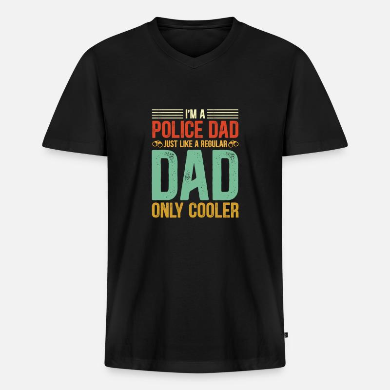 Polizei stolzer Polizeivater - Männer Premium Bio T-Shirt mit V-Ausschnitt - Schwarz