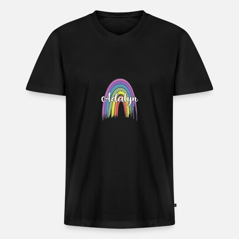 AALIYAH Rainbow Cursive - Männer Premium Bio T-Shirt mit V-Ausschnitt - Schwarz