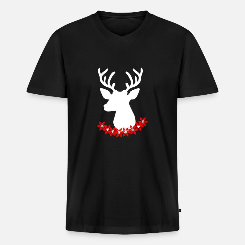 Schweizer Hirsch - Männer Premium Bio T-Shirt mit V-Ausschnitt - Schwarz