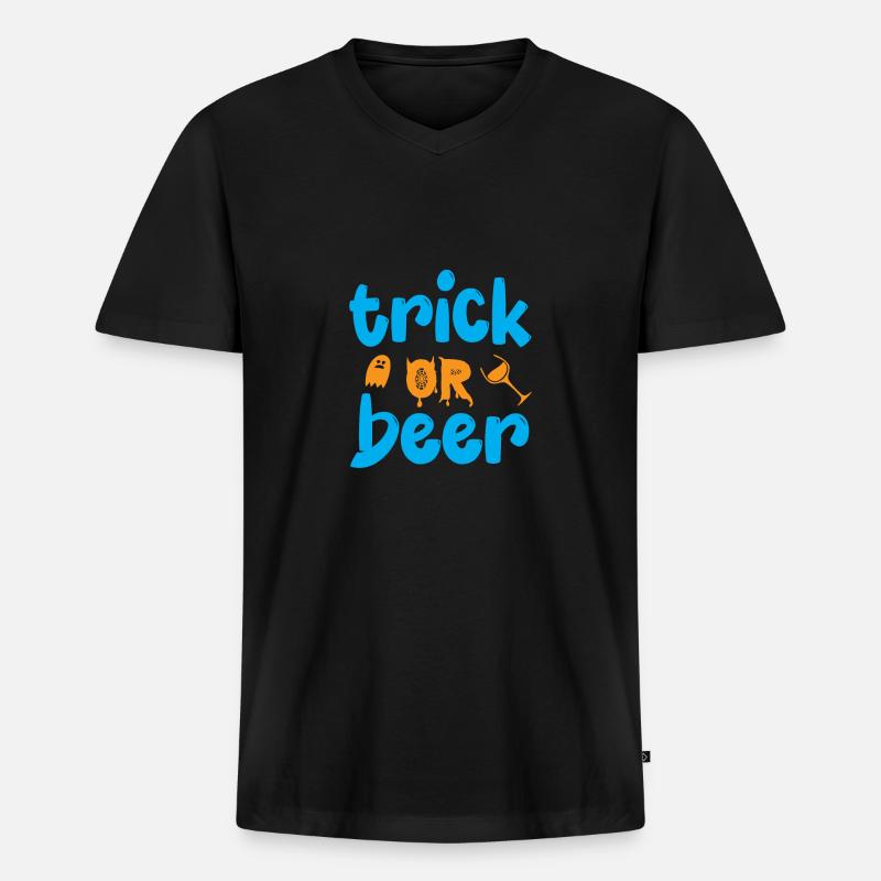 Trick oder Bier - Halloween-Humor - Männer Premium Bio T-Shirt mit V-Ausschnitt - Schwarz