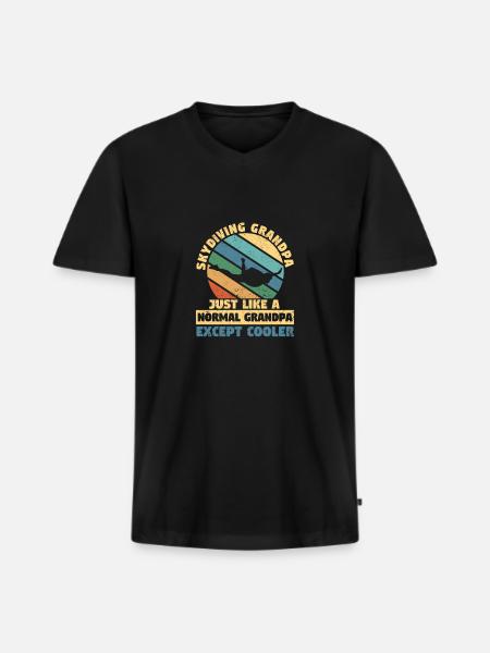 Skydiving grandfather skydiver - Men's Premium Organic T-shirt with V-neck - black