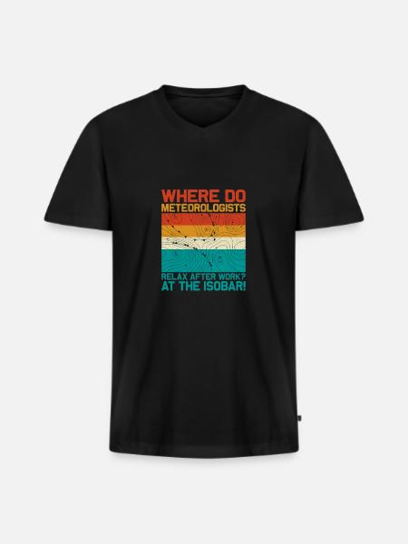 Waar ontspannen meteorologen zich bij de Isobar-meteoor - Mannen Premium Bio T-shirt met V-hals - zwart