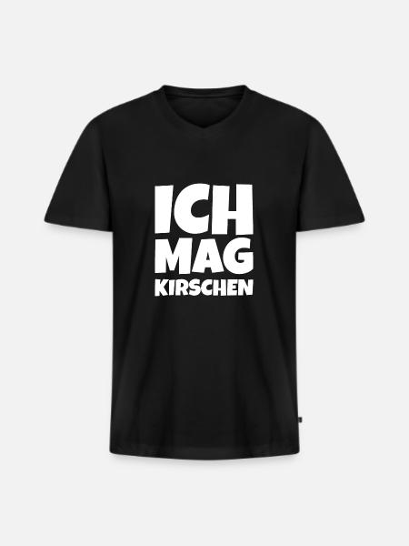 Ich mag Kirschen - Männer Premium Bio T-Shirt mit V-Ausschnitt - Schwarz