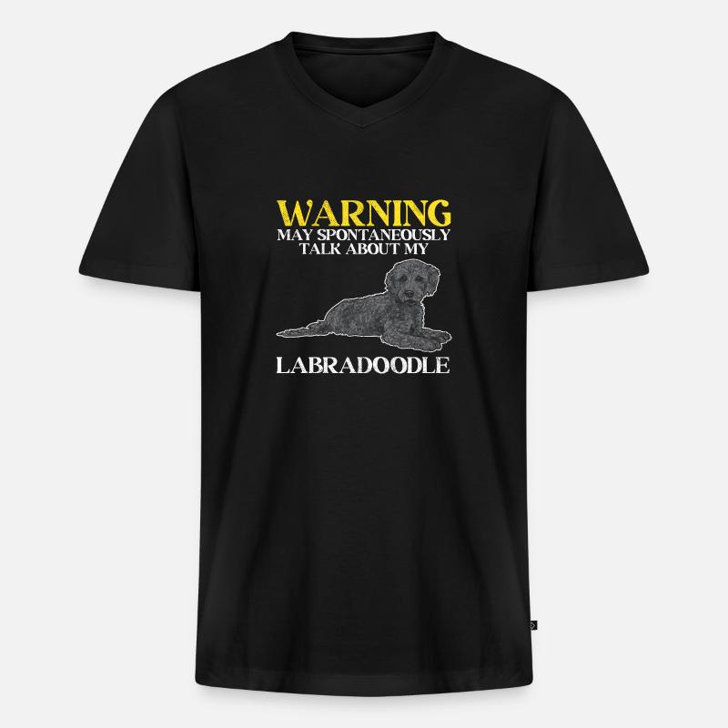Labradoodle Hund - Männer Premium Bio T-Shirt mit V-Ausschnitt - Schwarz