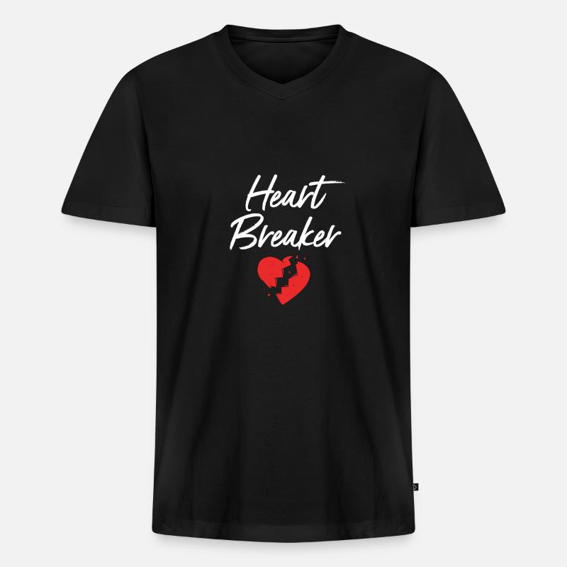 Herzbrecher - Männer Premium Bio T-Shirt mit V-Ausschnitt - Schwarz