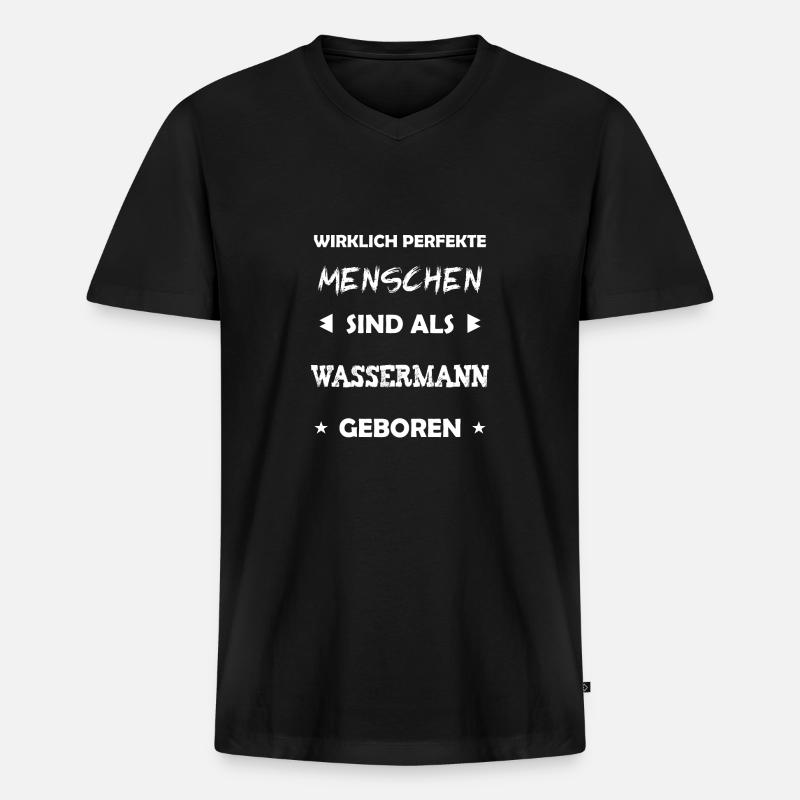 Wassermann Sternzeichen Geschenk - Männer Premium Bio T-Shirt mit V-Ausschnitt - Schwarz