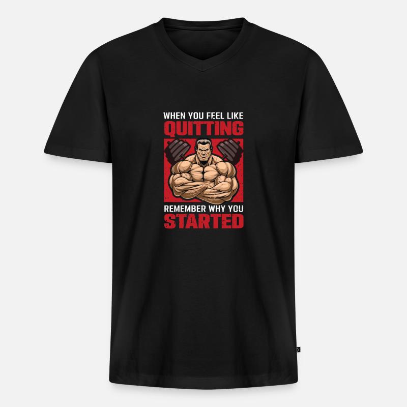 Erinnere dich an deinen Anfang - Männer Premium Bio T-Shirt mit V-Ausschnitt - Schwarz