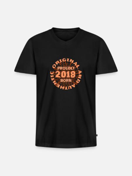 Jahr 2018 - Männer Premium Bio T-Shirt mit V-Ausschnitt - Schwarz