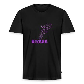 Rivana amusant - T-shirt encolure en V Premium bio Homme - noir - Devant - Nico (187cm)