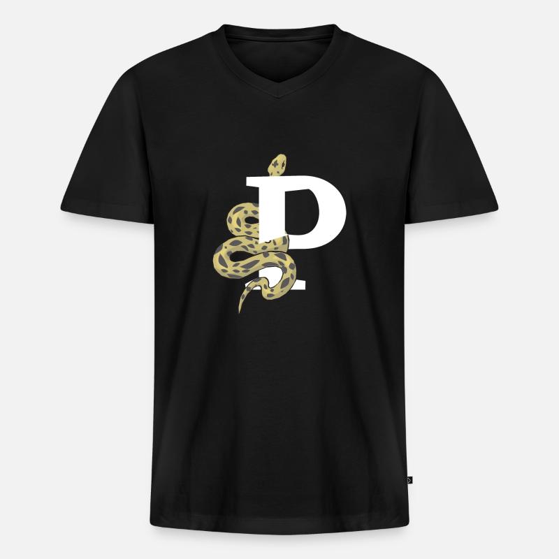 Buchstabe p Schlange - Männer Premium Bio T-Shirt mit V-Ausschnitt - Schwarz