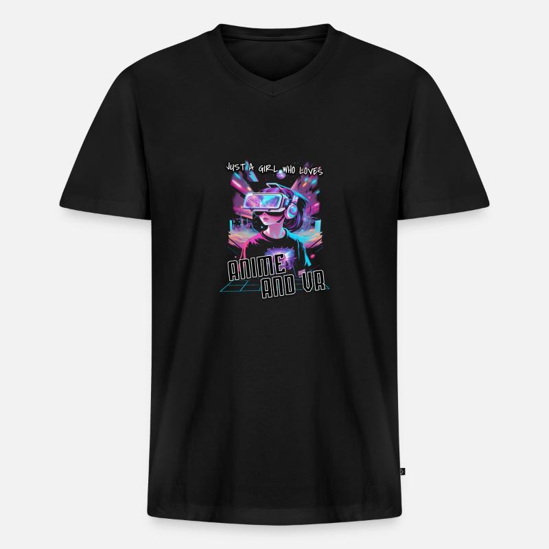 Anime Mädchen - Männer Premium Bio T-Shirt mit V-Ausschnitt - Schwarz