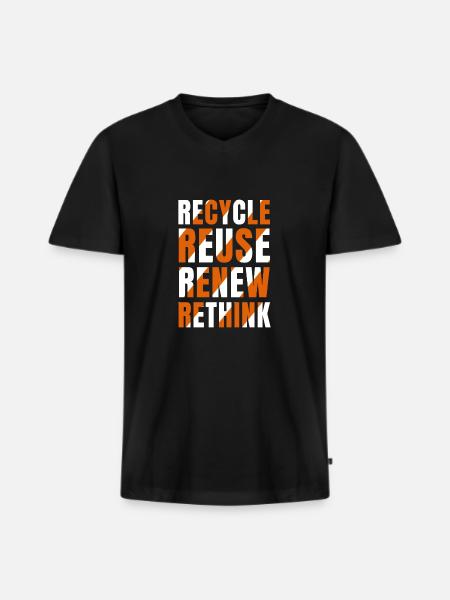 Recycle Reuse Renew Rethink - Men's Premium Organic T-shirt with V-neck - black