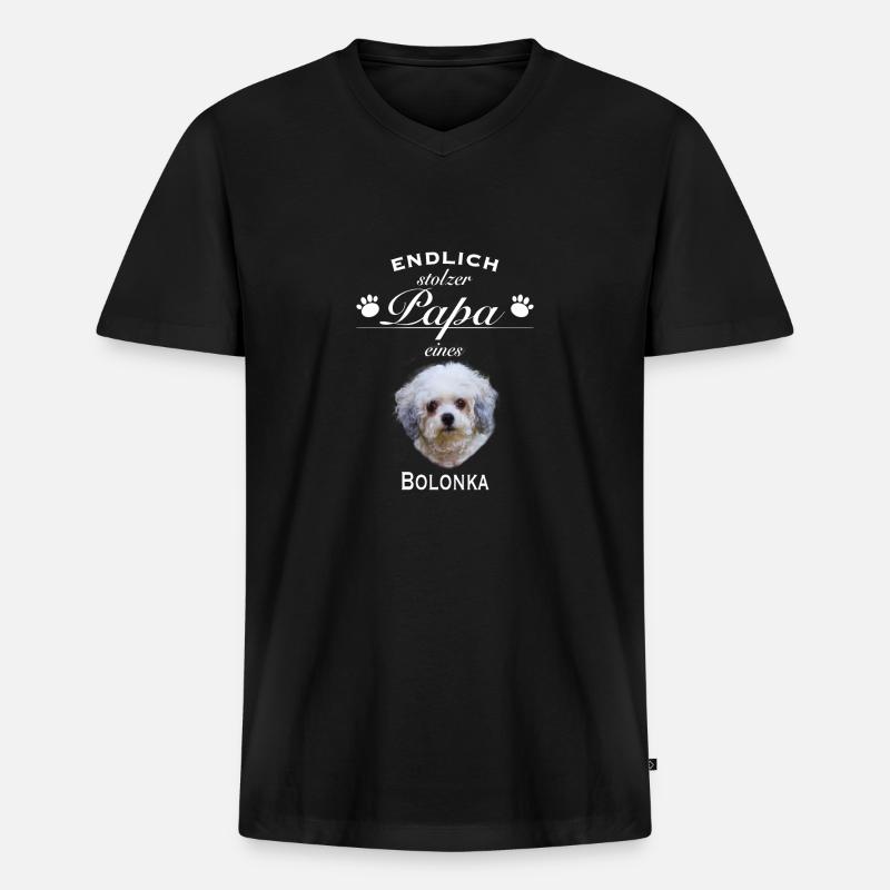 Endlich stolzer Papa - Bolonka - Männer Premium Bio T-Shirt mit V-Ausschnitt - Schwarz