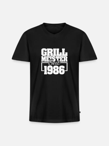 Grilling 1986 - Men's Premium Organic T-shirt with V-neck - black