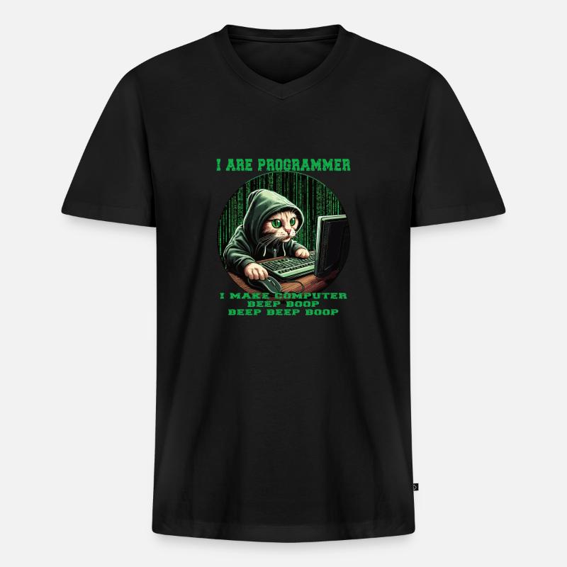 Ich bin Programmierer - Männer Premium Bio T-Shirt mit V-Ausschnitt - Schwarz
