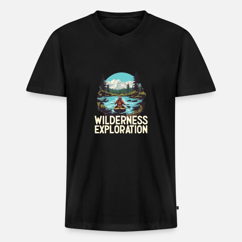 WILDERNESS EXPLORATION - Männer Premium Bio T-Shirt mit V-Ausschnitt - Schwarz