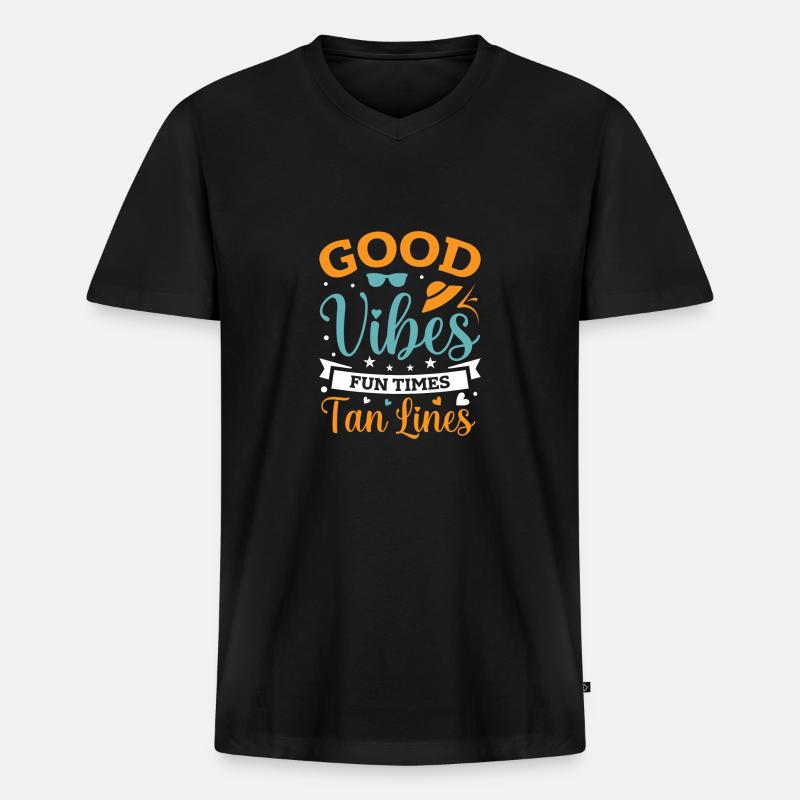 summer Typography - Männer Premium Bio T-Shirt mit V-Ausschnitt - Schwarz