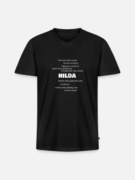 Sprüche Hilda - Männer Premium Bio T-Shirt mit V-Ausschnitt - Schwarz