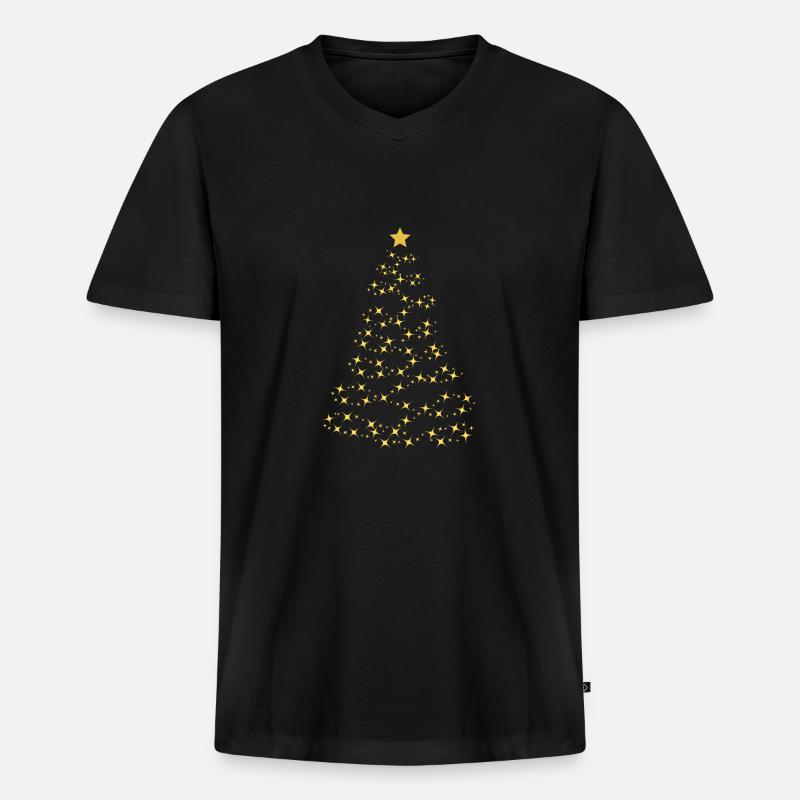 Weihnachtsbaum - Männer Premium Bio T-Shirt mit V-Ausschnitt - Schwarz