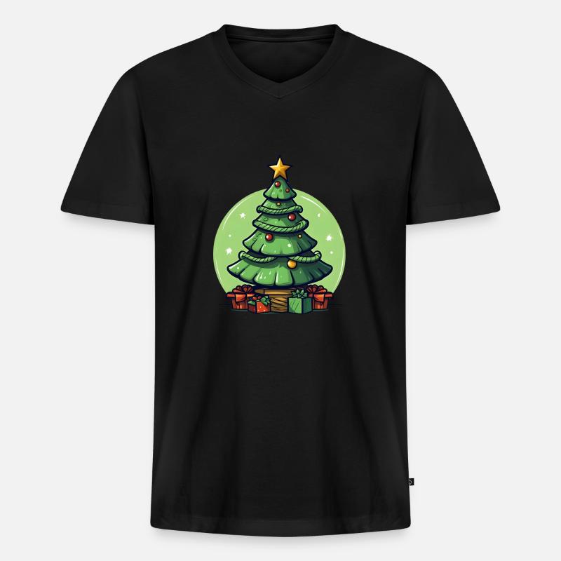 Tannenbaum oder Weihnachtsbaum an Weihnachten - Männer Premium Bio T-Shirt mit V-Ausschnitt - Schwarz