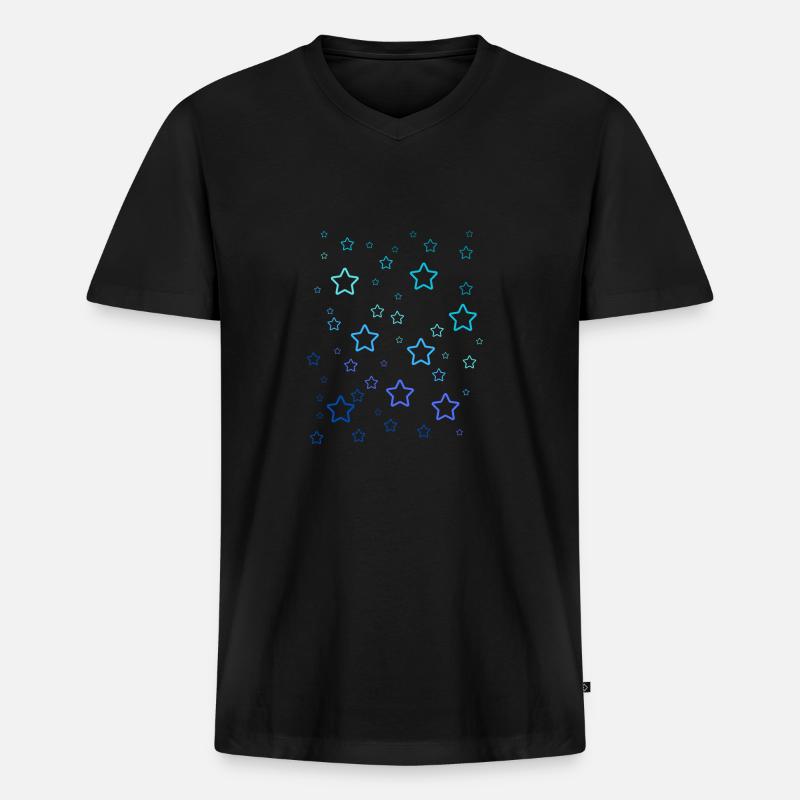 Regenbogen-Sterne - Männer Premium Bio T-Shirt mit V-Ausschnitt - Schwarz