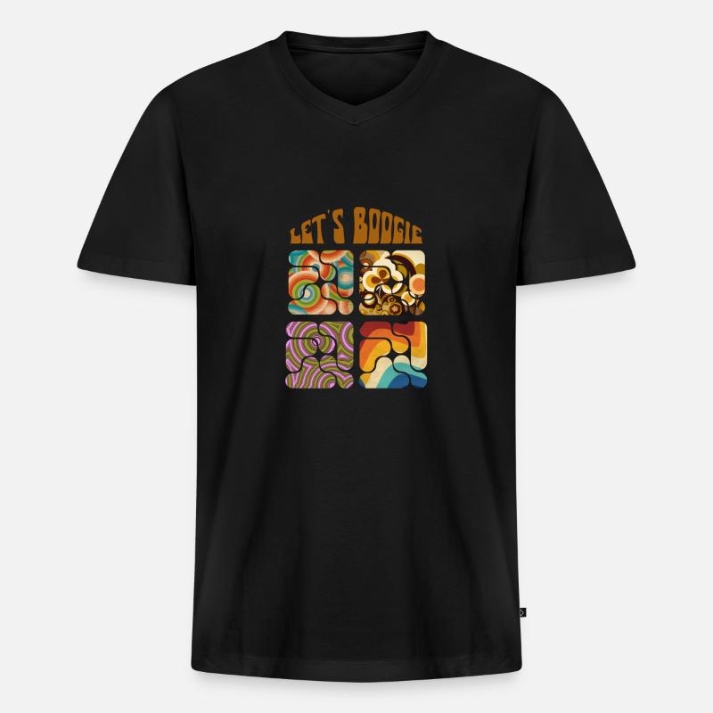 Let's Boogie Retro Muster - Männer Premium Bio T-Shirt mit V-Ausschnitt - Schwarz