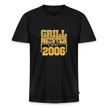 Grilled meat 2006 - Men's Premium Organic T-shirt with V-neck - black - Front - Nico (187cm)