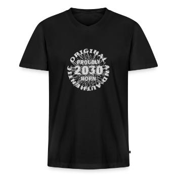 Collègue 2030 - T-shirt encolure en V Premium bio Homme - noir - Devant - Nico (187cm)