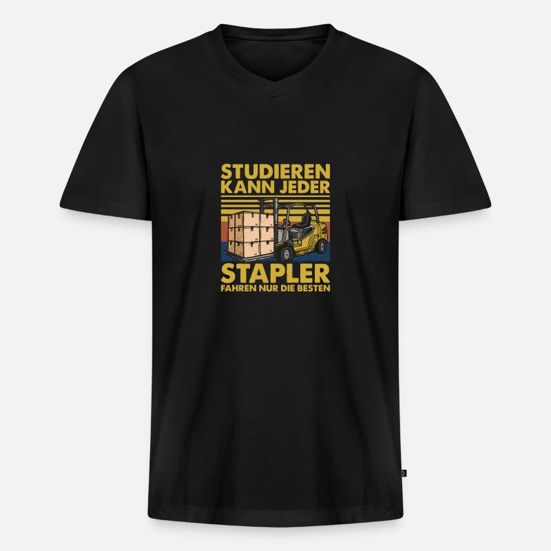 Gabelstaplerfahrer Logistiker Staplerfahrer - Männer Premium Bio T-Shirt mit V-Ausschnitt - Schwarz