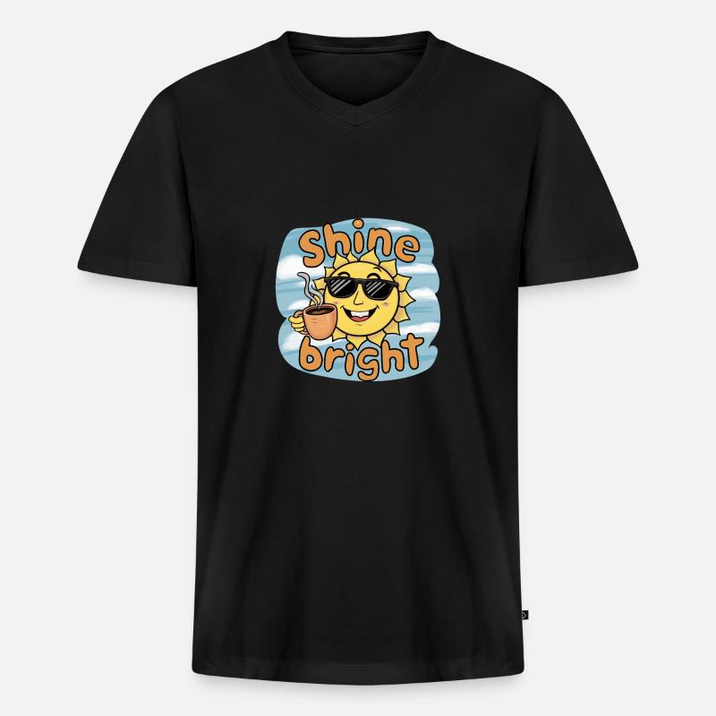 HELL LEUCHTEN - Männer Premium Bio T-Shirt mit V-Ausschnitt - Schwarz