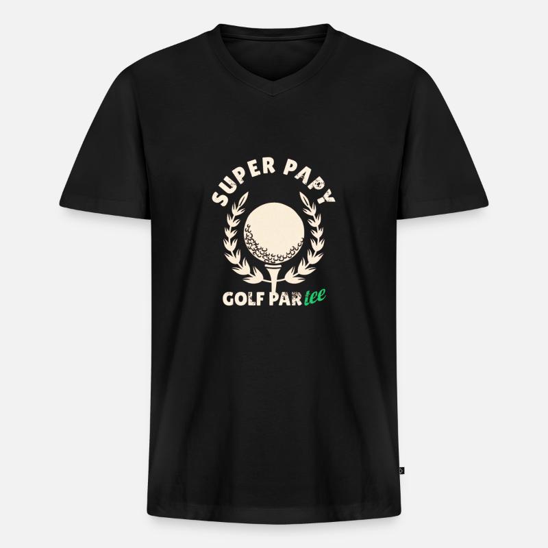 GOLF-PARTY - Männer Premium Bio T-Shirt mit V-Ausschnitt - Schwarz