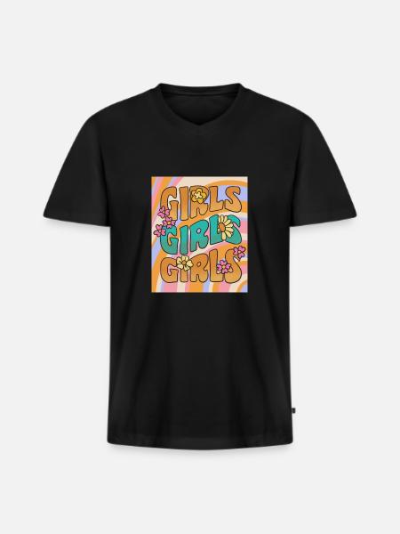 GIRLS - Männer Premium Bio T-Shirt mit V-Ausschnitt - Schwarz