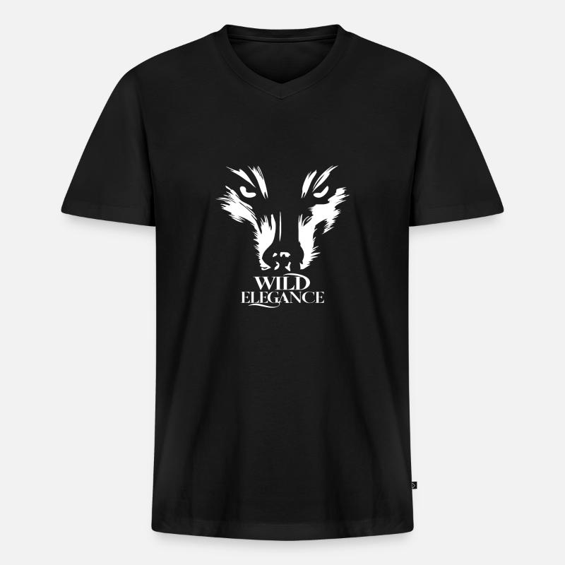 WILDE ELEGANZ - Männer Premium Bio T-Shirt mit V-Ausschnitt - Schwarz