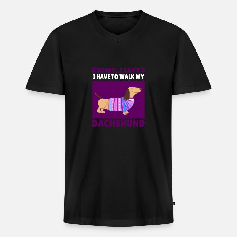 Lustiger Dackel Spruch Dachshund Geschenk - Männer Premium Bio T-Shirt mit V-Ausschnitt - Schwarz
