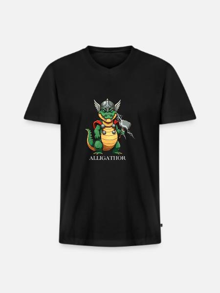 Alligathor - Men's Premium Organic T-shirt with V-neck - black