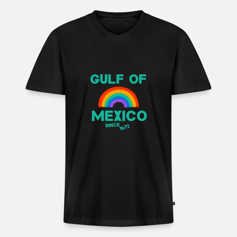 Golf des Mexikos Regenbogen - Männer Premium Bio T-Shirt mit V-Ausschnitt - Schwarz