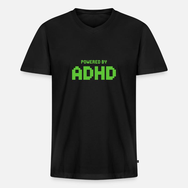 ADHS - Männer Premium Bio T-Shirt mit V-Ausschnitt - Schwarz
