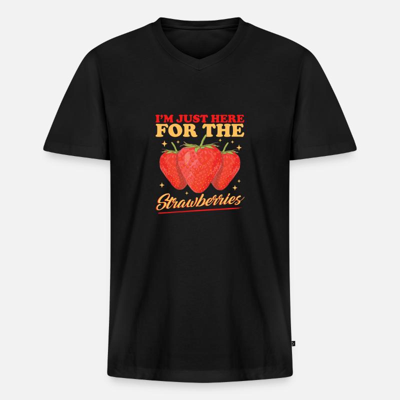 Erdbeeren Erdbeere Strawberry Geschenk - Männer Premium Bio T-Shirt mit V-Ausschnitt - Schwarz