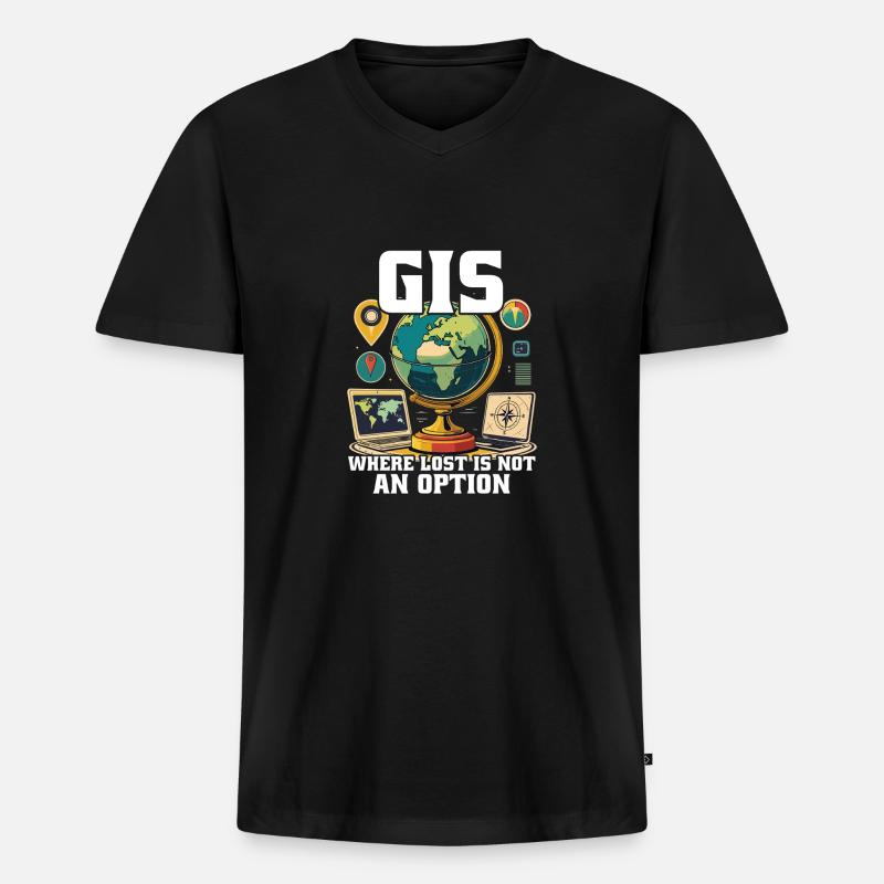 Geografische Informationssysteme - Männer Premium Bio T-Shirt mit V-Ausschnitt - Schwarz