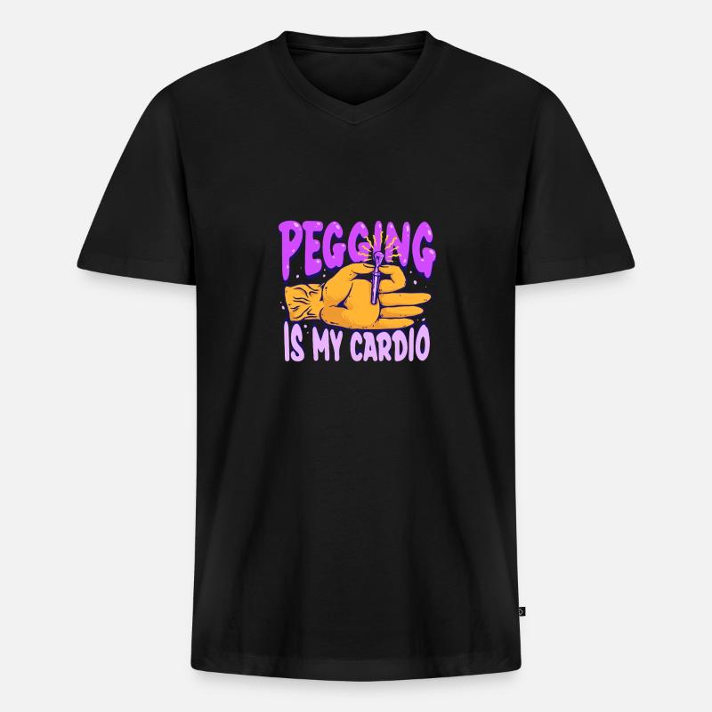 Cribbage Pegging Is My Cardio - Männer Premium Bio T-Shirt mit V-Ausschnitt - Schwarz