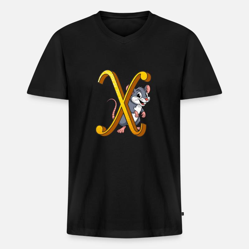 BUCHSTABE X - Männer Premium Bio T-Shirt mit V-Ausschnitt - Schwarz