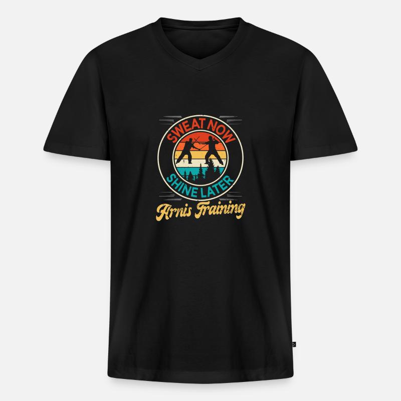 Escrima Arnis Arts Martiaux - T-shirt encolure en V Premium bio Homme - noir