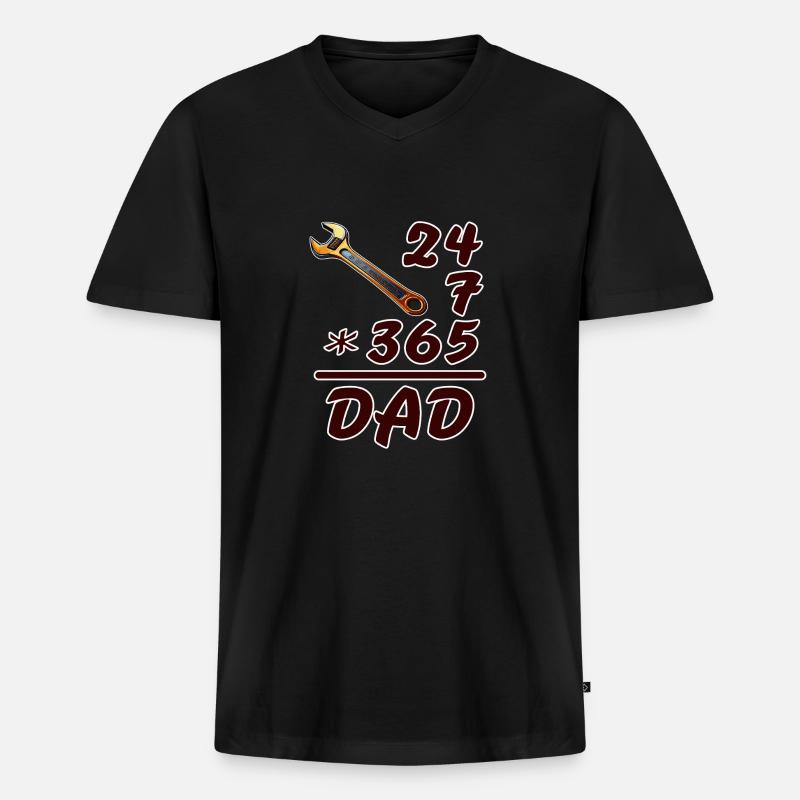 24-7-365 DAD - Männer Premium Bio T-Shirt mit V-Ausschnitt - Schwarz